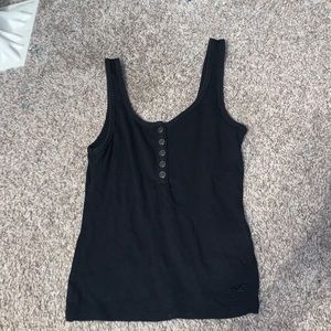 Black ribbed tank top-Hollister